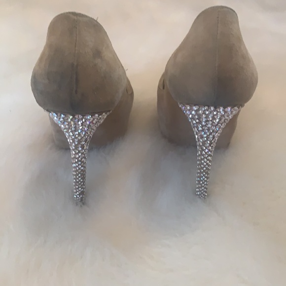 Suede Jimmy Choo Swarovski Crystal Heels - Picture 4 of 7